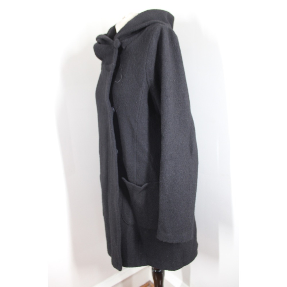 Moth Anthropologie S Black 100% Boiled Wool Hooded Coat Jacket - Picture 7 of 10